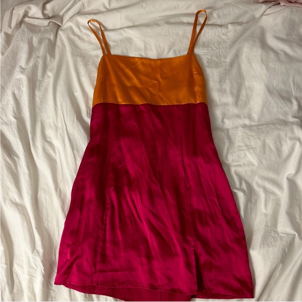 COPY - Reformation Jasmine Dress in pink and orange
